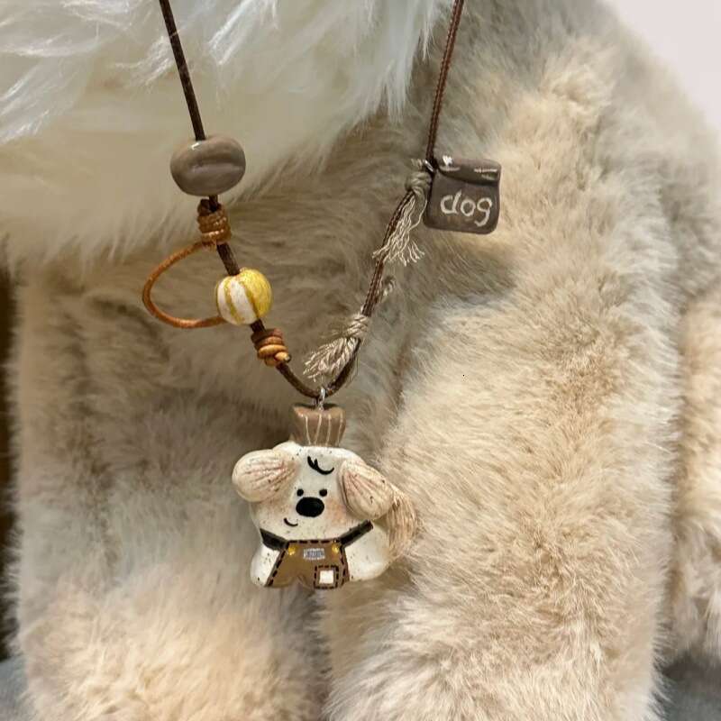Puppy Coffee Master Braided Rope Cute Versatile Necklace Clavicle Exquisite Temperament Accessories Pendant Neck Chain