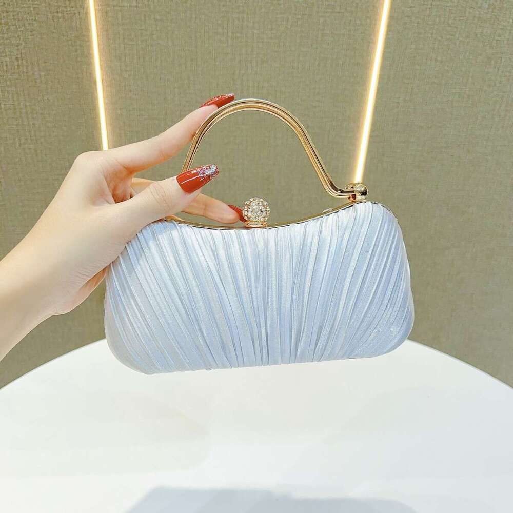 Dinner Bag New Banquet Pleated Solid Color Handbag Single Shoulder Simple And Versatile Trendy Pearl Bag Korean Version Women S Bag KQ
