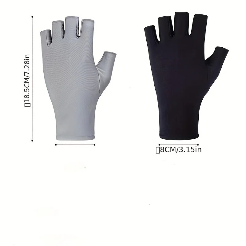 Half finger ice silk gloves are UV resistant and provide simple protection. Womens thin half finger sunscreen gloves 250428