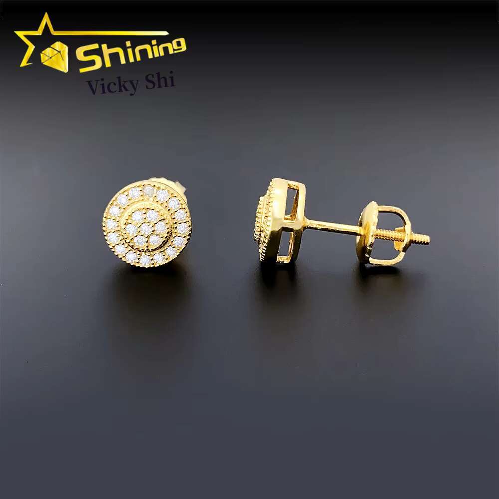 Wholesale Price Hip Hop Earrings Pass Diamond Tester Vvs Moissanite Screw Back 925 Sterling Silver Stud Earrings