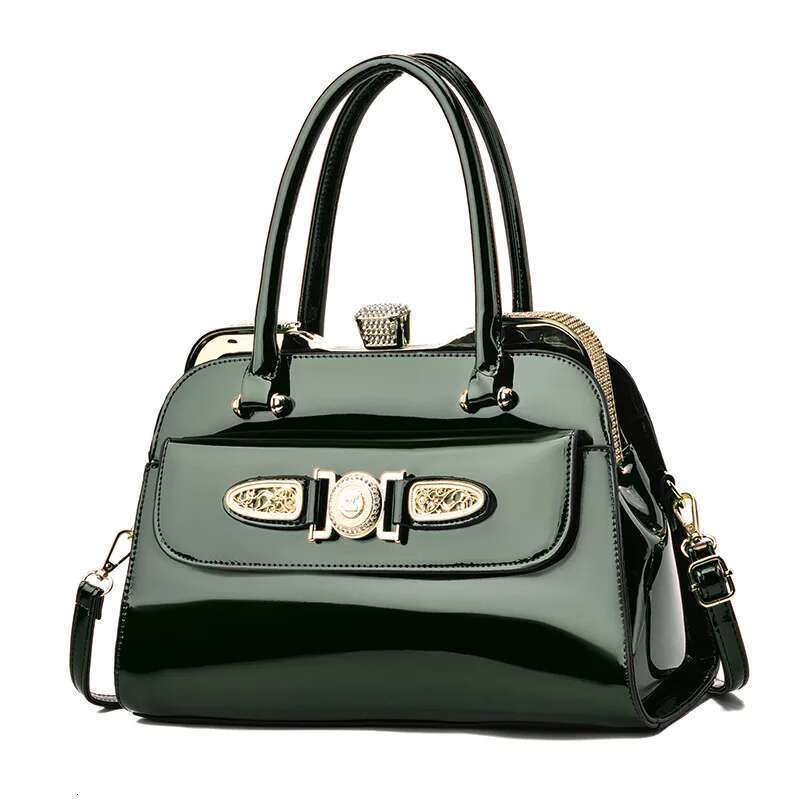 Spring and summer new patent leather metal buckle steel frame handbag banquet dress daily one-shoulder cross-body women's bag