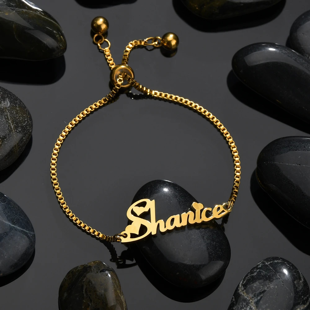 Atoz Fashion Personalized Custom Name Bracelet for Women Stainless Steel letter Bracele with Adjustable Chain Wedding Gift 250430