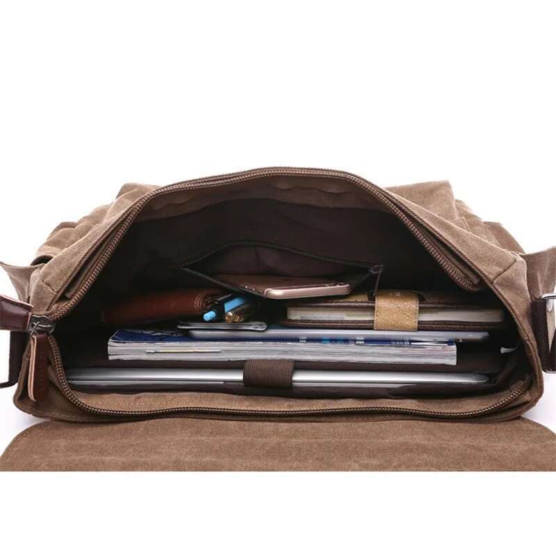 Men's Business Messenger Bags For Men Shoulder Vintage Canvas Crossbody Pack Retro Casual Office Travel Bag