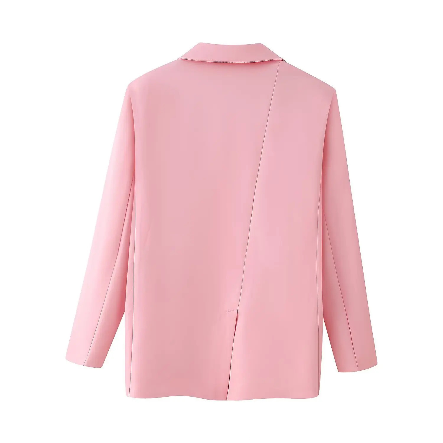 Spring twopiece pants set for office ladies elegant jacketwide leg solid pink lace straight shoulder fashionable womens jacket 250530