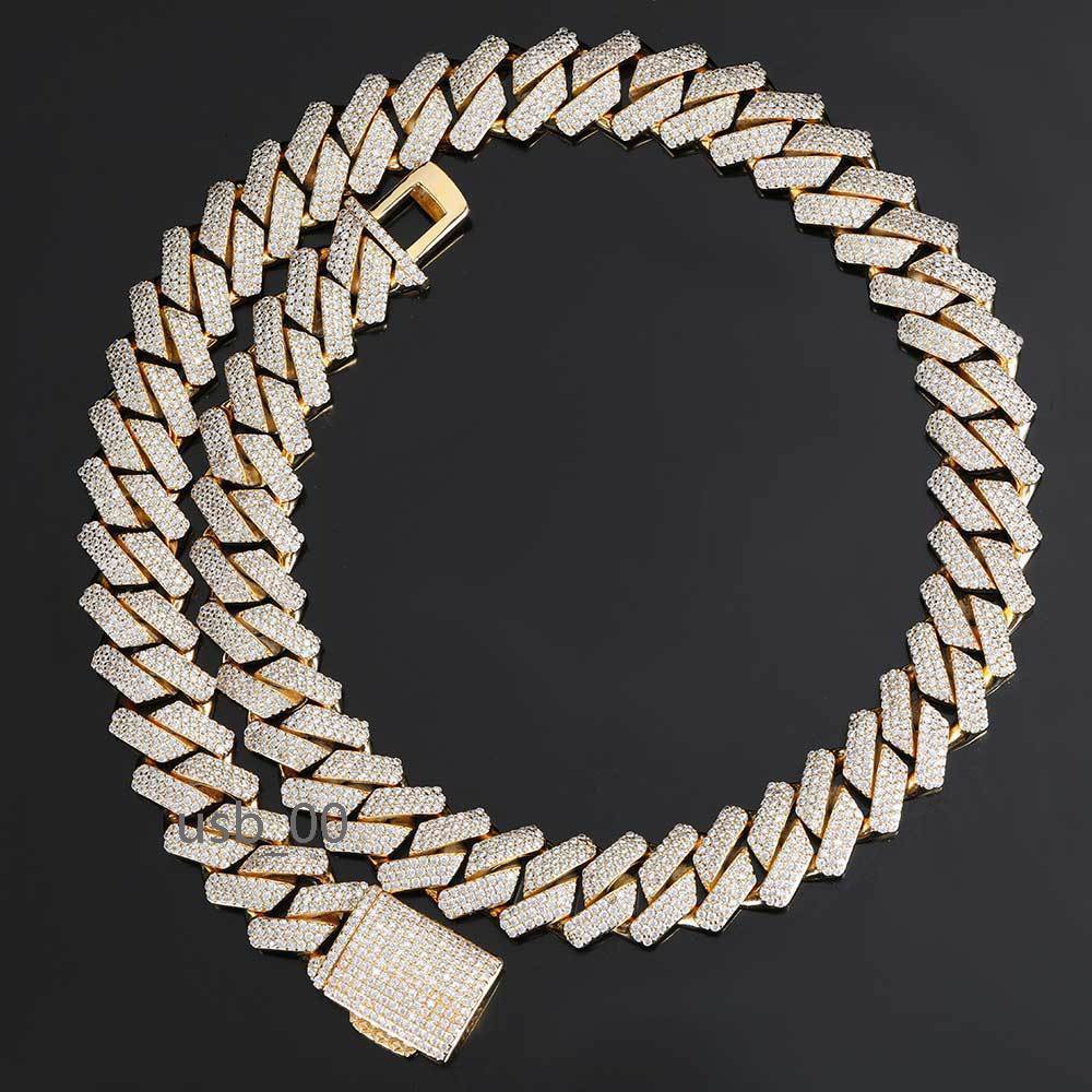 Wholesale 18mm Miami Cuban Link Chain Mens Diamond-Thick Hip Hop Necklace with Geometric-shaped Zircon for Gift Anniversary