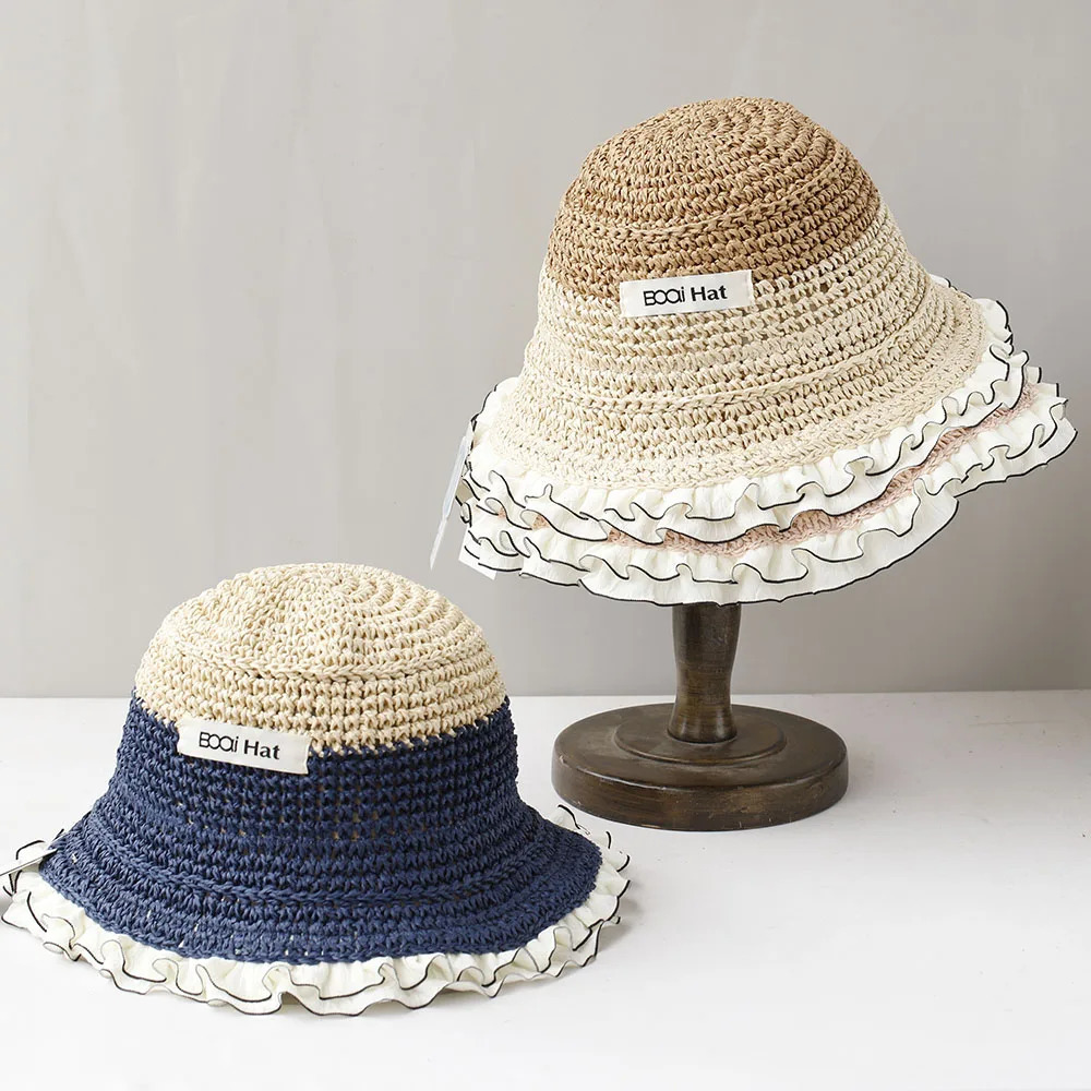 Womens Sun Hat Colorful Beach Hat Womens Summer Straw Hat Foldable Chapeau Womens Beach UV Protective Hat 250430