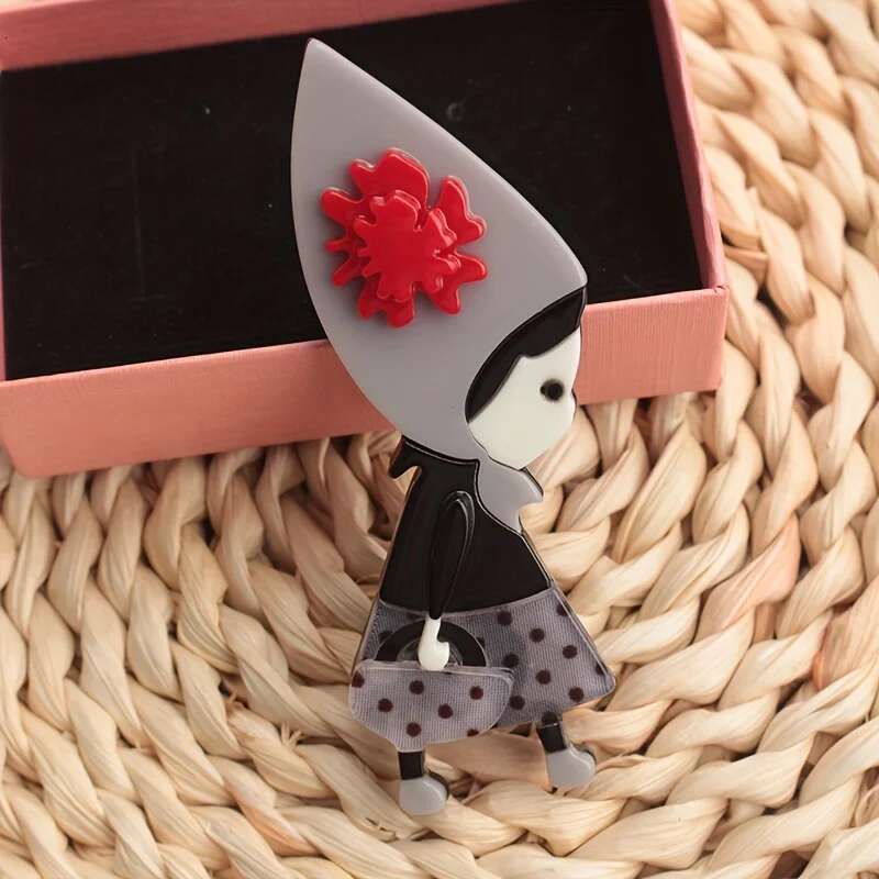 Women Fashion Acrylic Figure Brooch Simple Accessories Pins