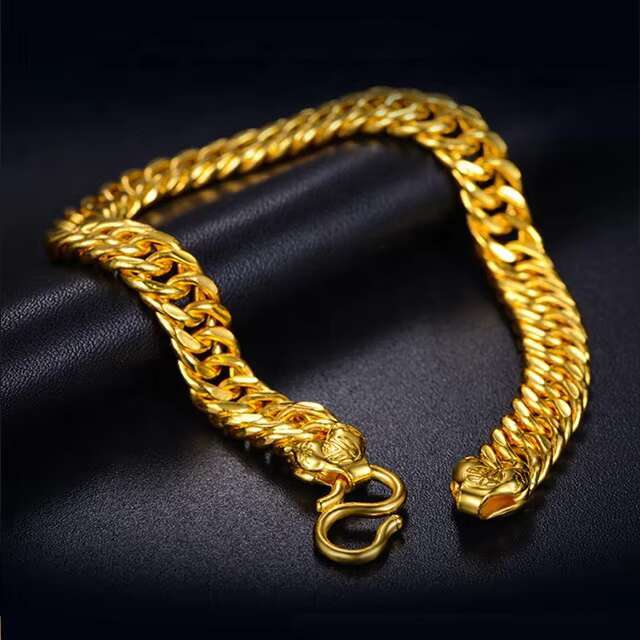 Xinfly 2023 Brand Engagement Wedding Waterproof Good Jewelry Pure 24k Yellow Gold G999 Men Women Cuban Flat Chain Bracelets