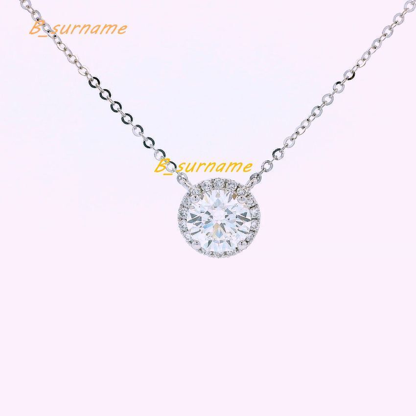 Qinglong Jewelry 9K/10K/14K/18k White/yellow/rose Gold DEF VS 0.28ct/0.5ct/1ct Round Cut Lab Diamond Necklace