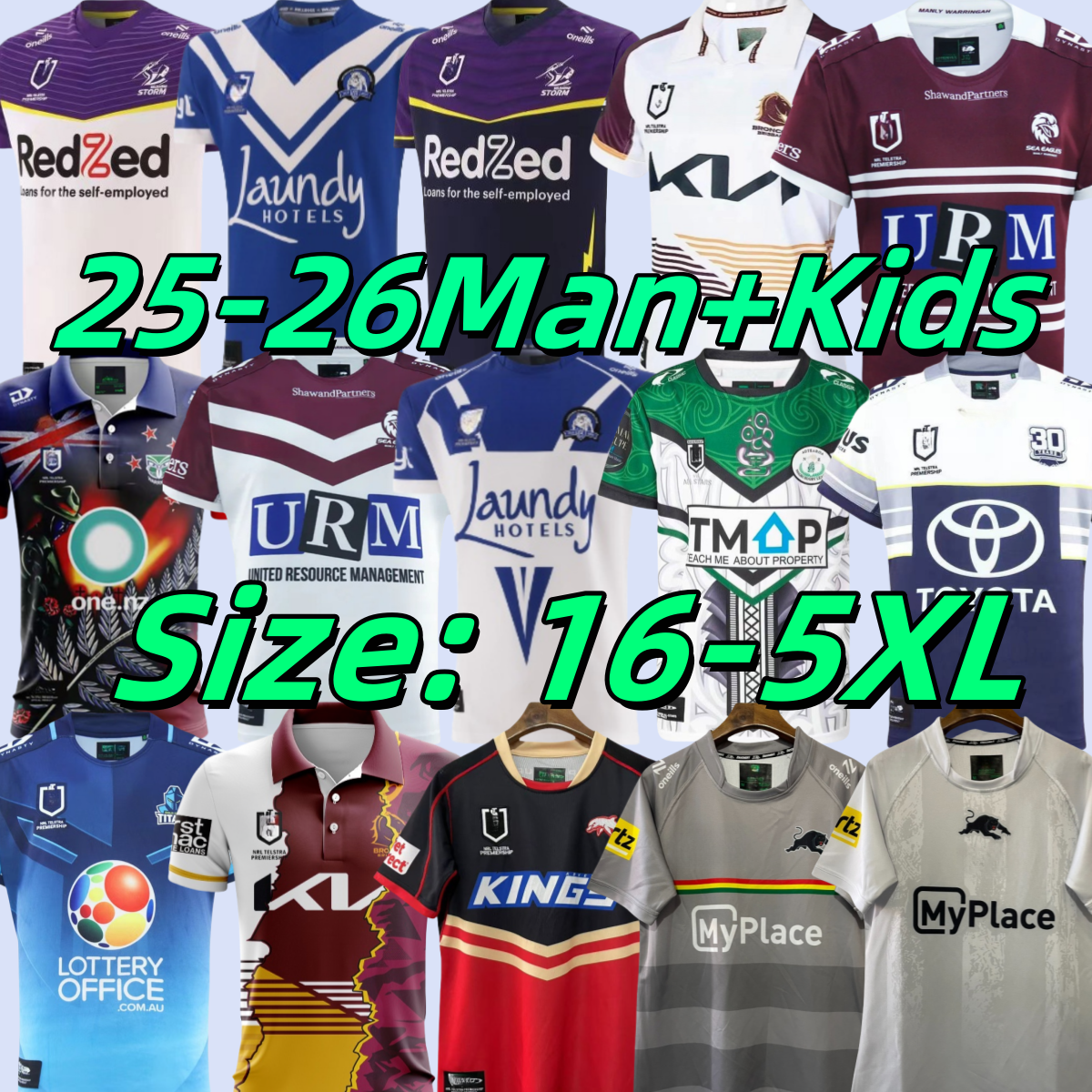 2025 2026 NRL Rugby Training Uniform Warrior Dog Rooster Bad Horse Raider 25 26 Men's Kids Short Sleeve Sports Jersey Breathable, Moisture Core Polyester Size 16-5XL