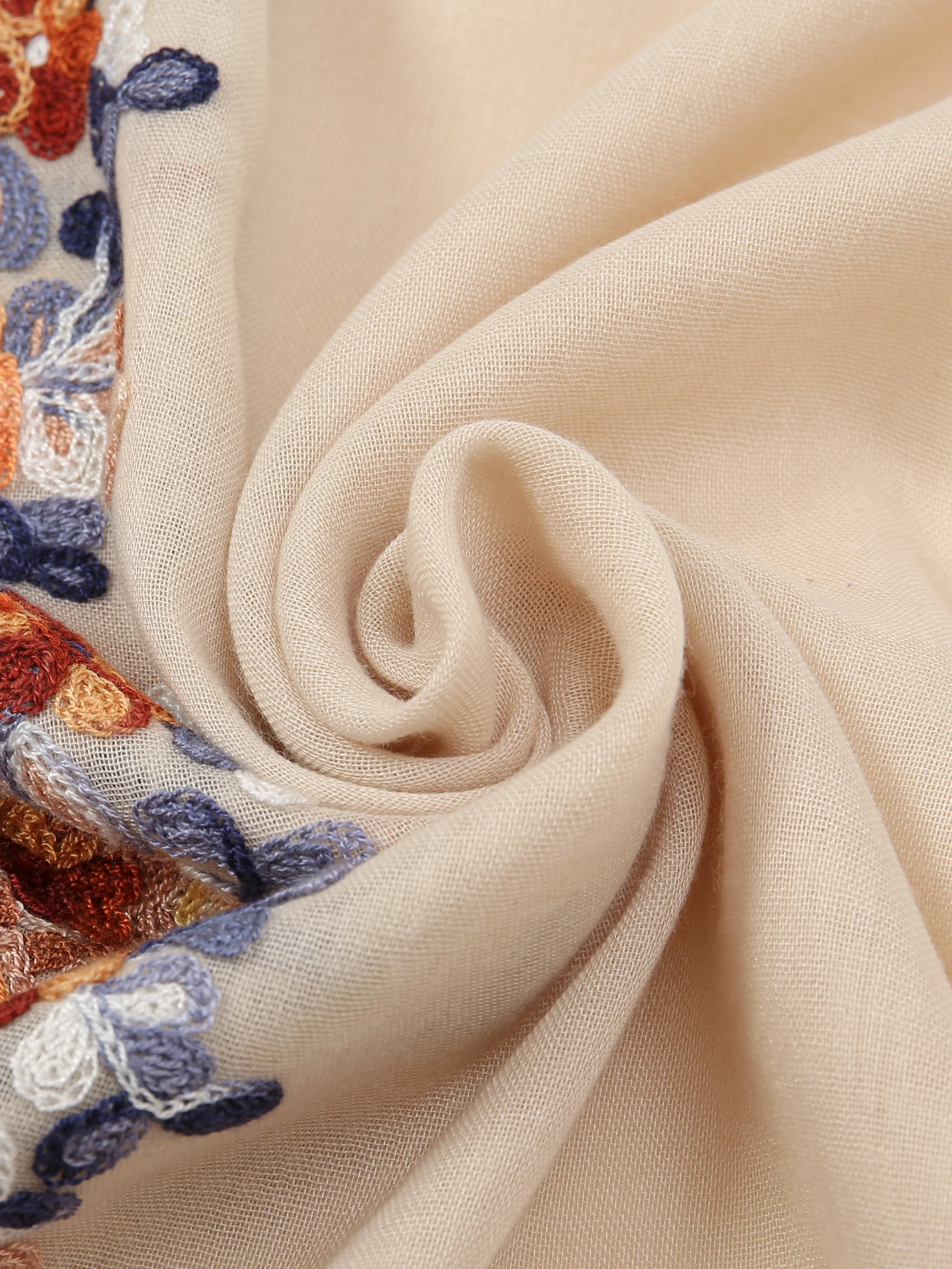 Soft Cotton Hijab Scarf Embroidery Floral Shawls For Women Muslim Solid Pashmina Autumn Wraps Headband 180*90cm 250430