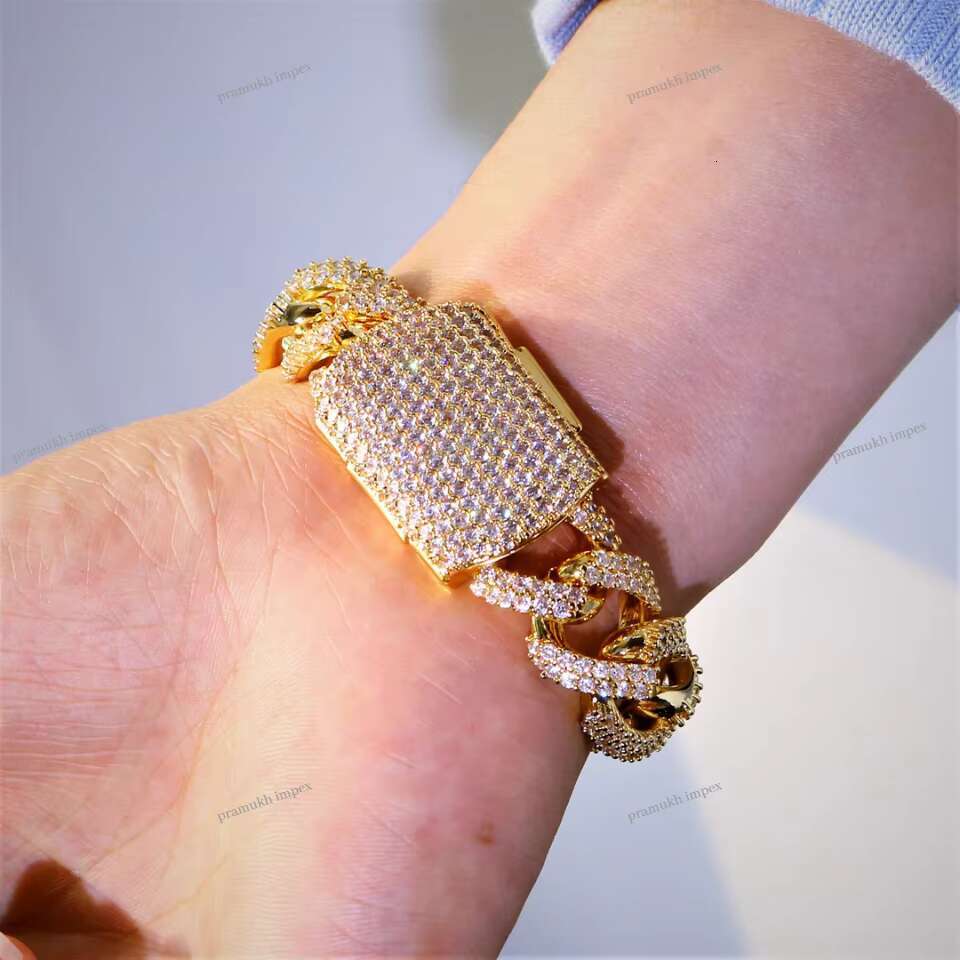 Luxurious Custom 925 Sterling Silver With Yellow Gold Plated Men Miami Cuban Link Bracelet For Exporters Stylish Trendy Jewelry