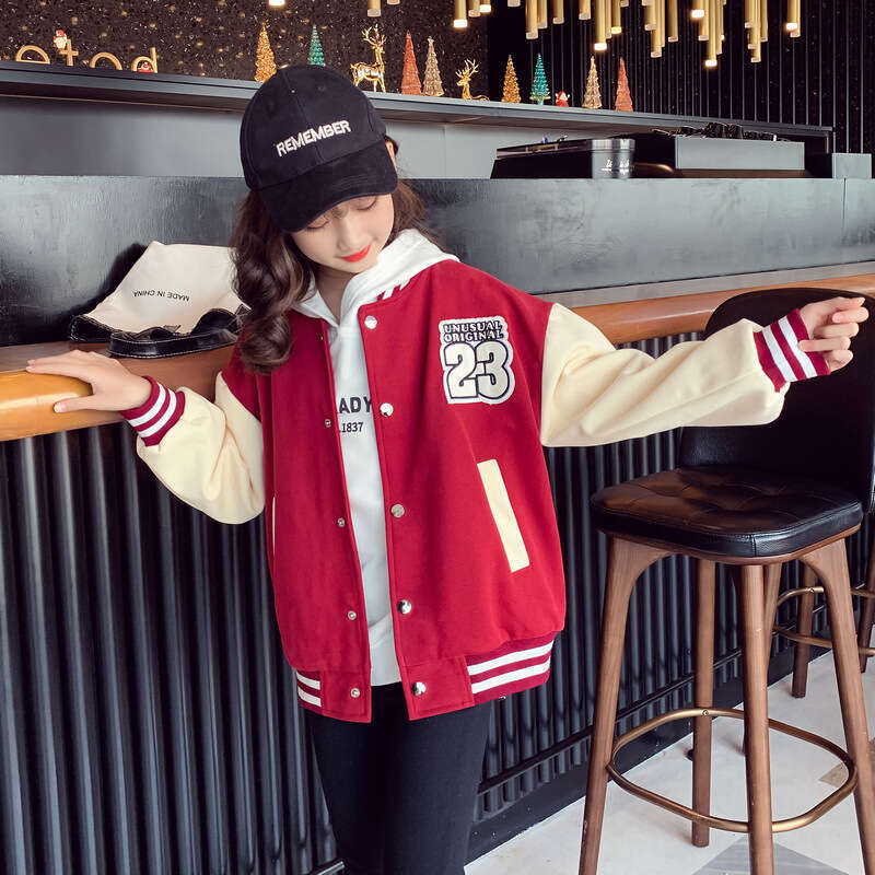 Girls' Outerwear Spring 2025 New Western Style Internet Celebrity Autumn Fashion Top Middle And Large Children's Baseball Jacket