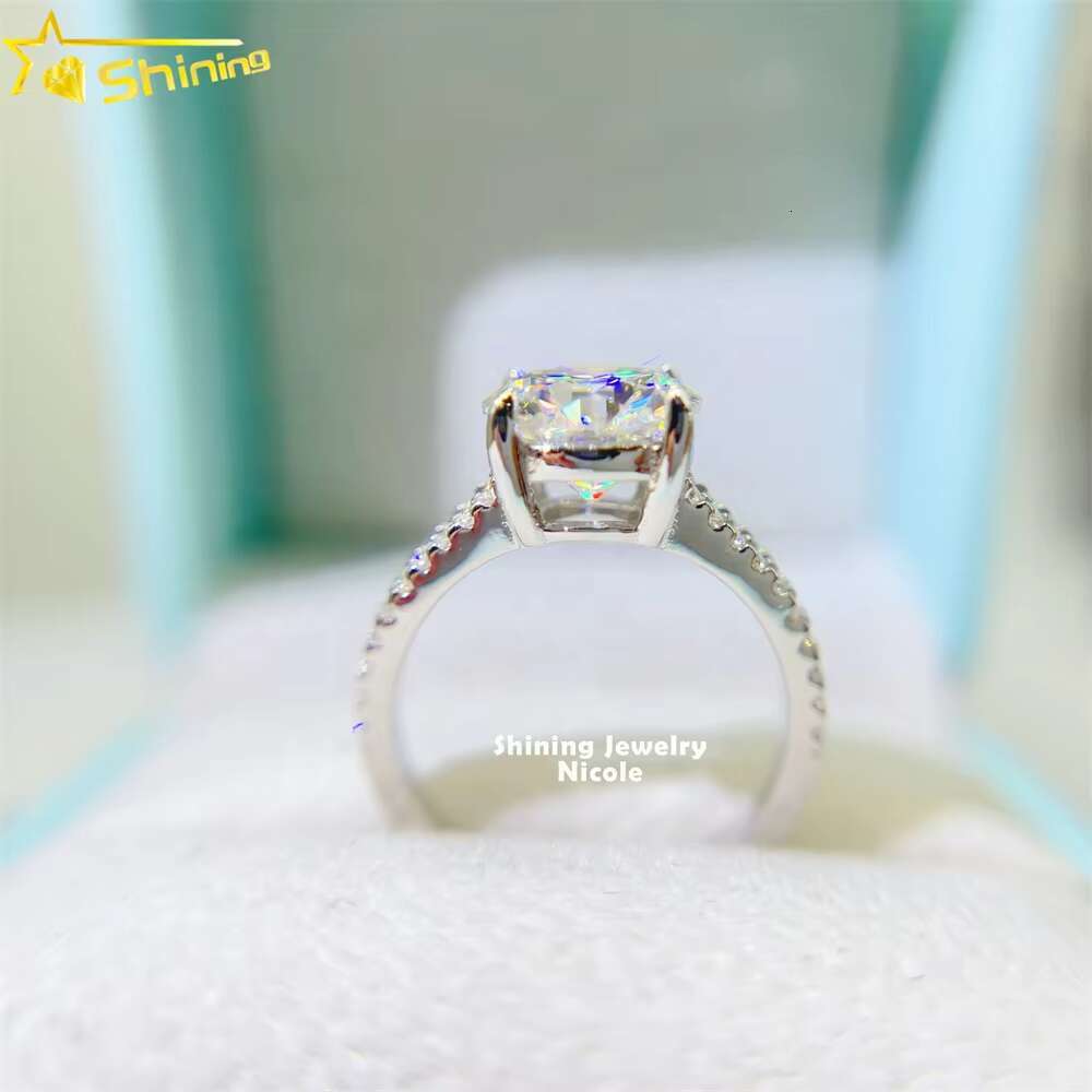S925 9k 14k 18k 2 Rows Side Stones Round 9.0mm D VVS Moissanite Diamond Engagement Rings for Women