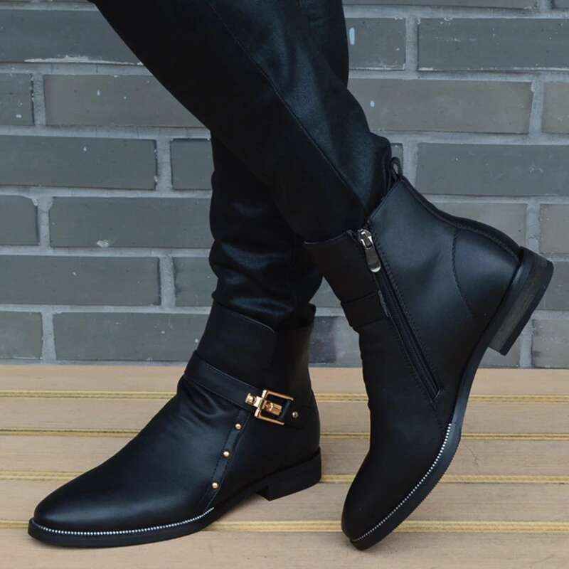 New Fashion Men Genuine Leather Men's British Autumn Winter Warm Plush Ankle Boots Man Casual Shoes Zapatos Man Hombre