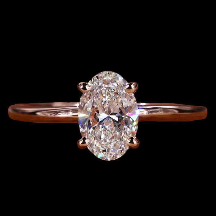 Classic Lab Grown Diamond Ring IGI Certificate 1CT Real Gold Solitaire Oval Cut Engagement Ring