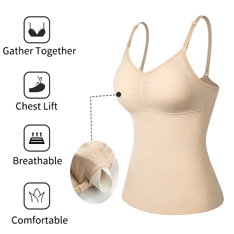 Padded Shaperwear Compression Camisole Body Shaping Womens Abdominal Control Tank Top Weight Loss Shape Waist Training Tight corset Ultra Thin 250430