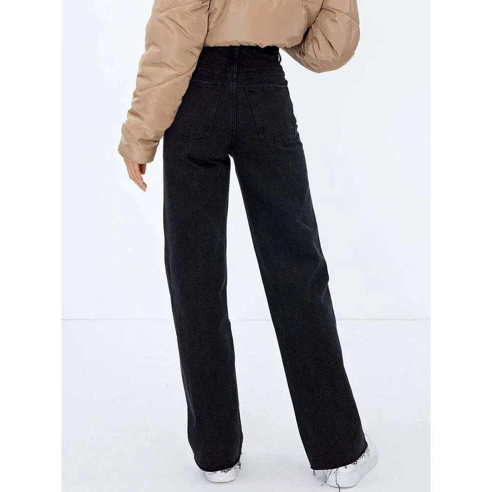 Women High Waist Wide Jeans Lady Baggy Oversized Denim Pants Streetwear Straight Leg Classic Casual Brown Long Trouser