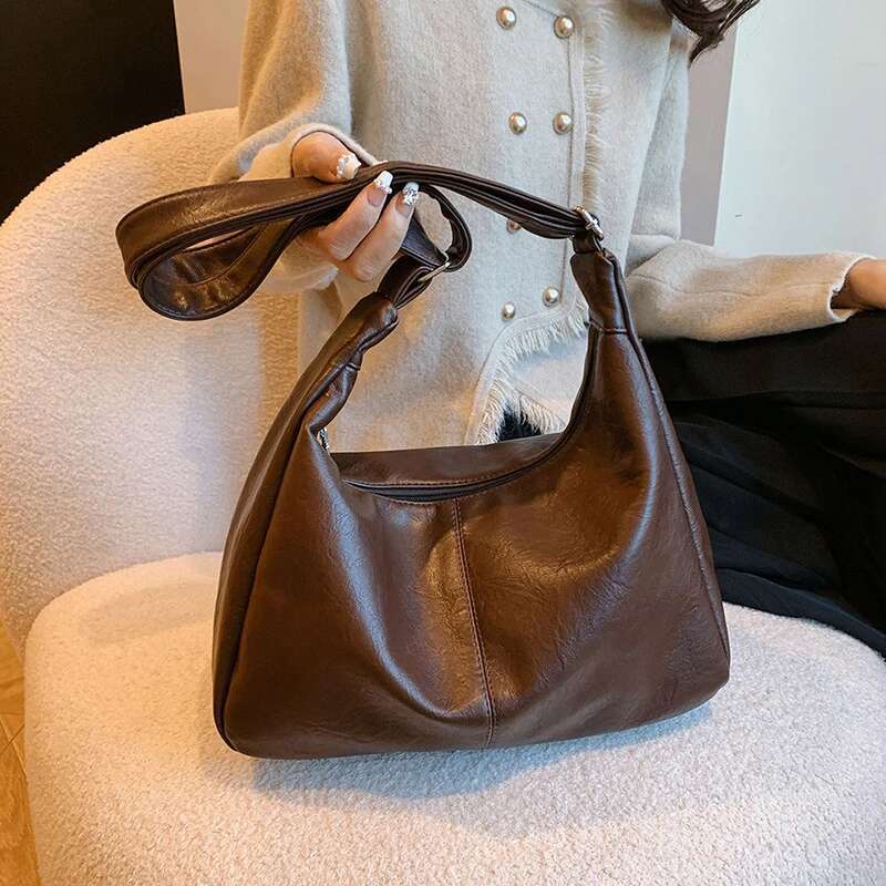Commuting Retro Leisure Handbag Maillard Fashion Women S Messenger Texture Super Capacity Tote Bag Bag