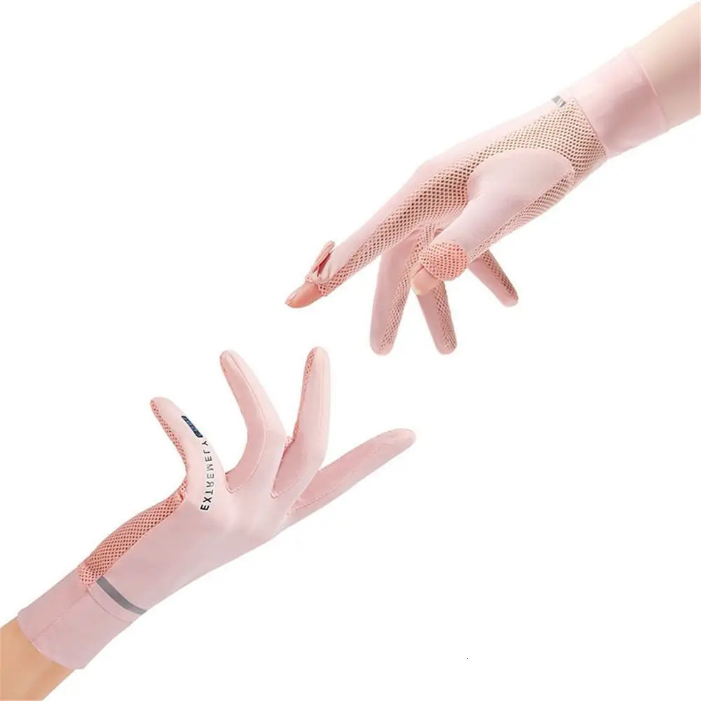 Womens Sunscreen Ice Silk Womens Summer Sunscreen Gloves Fashion Bicycle Driving Gloves Thin UV resistant Gloves 250428