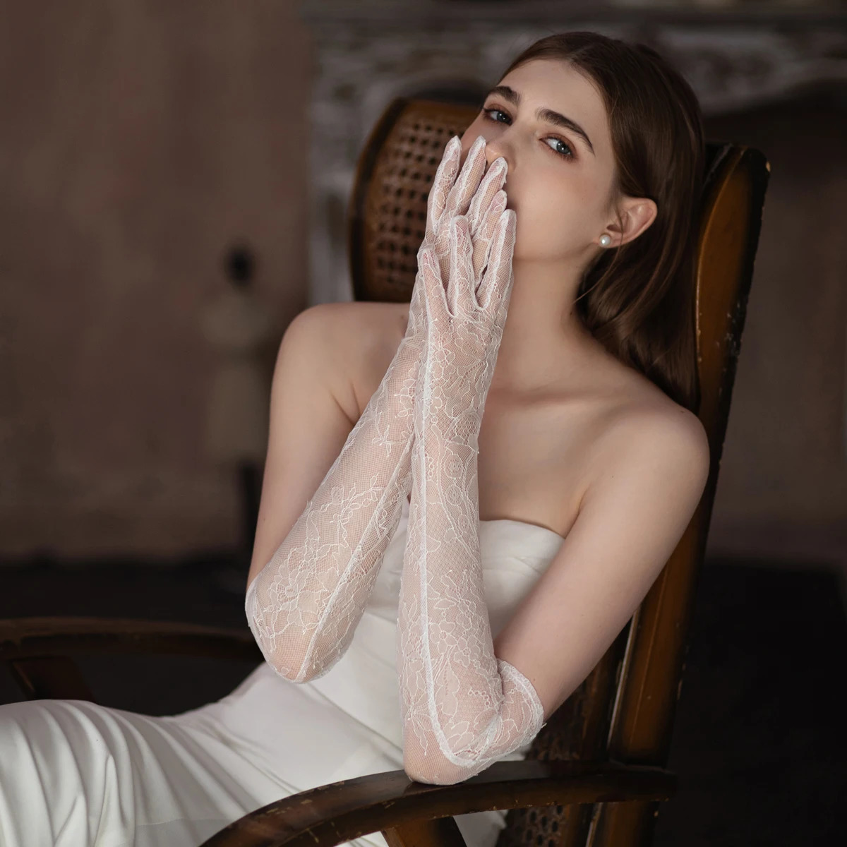 WG098 Elegant Wedding Bridal Gloves Lace Long White Bridal Maid Masturbation Performance Ball Gloves 250430
