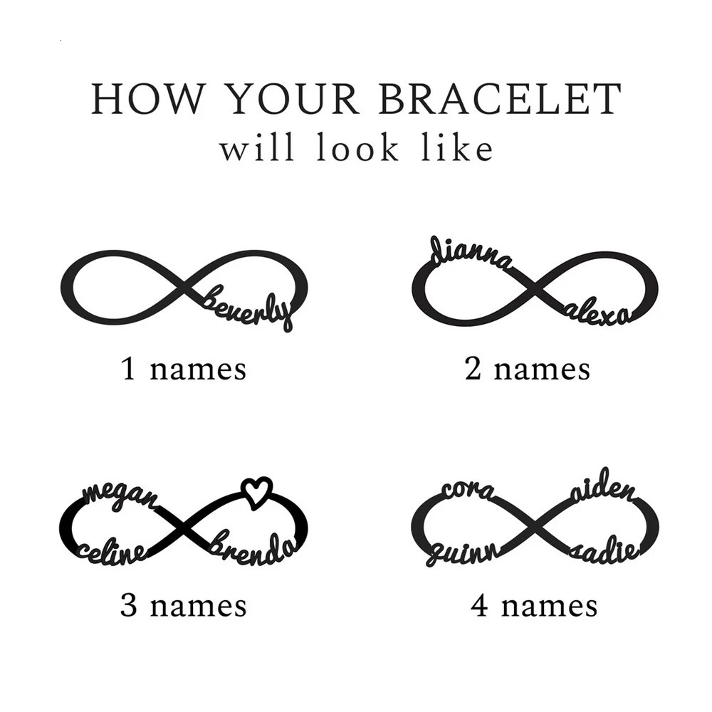Personalized Custom Name Bracelet Mom Infinity Adjustable Bracelet Stainless Steel with Kids Names Gift for Mom Jewelry 250430