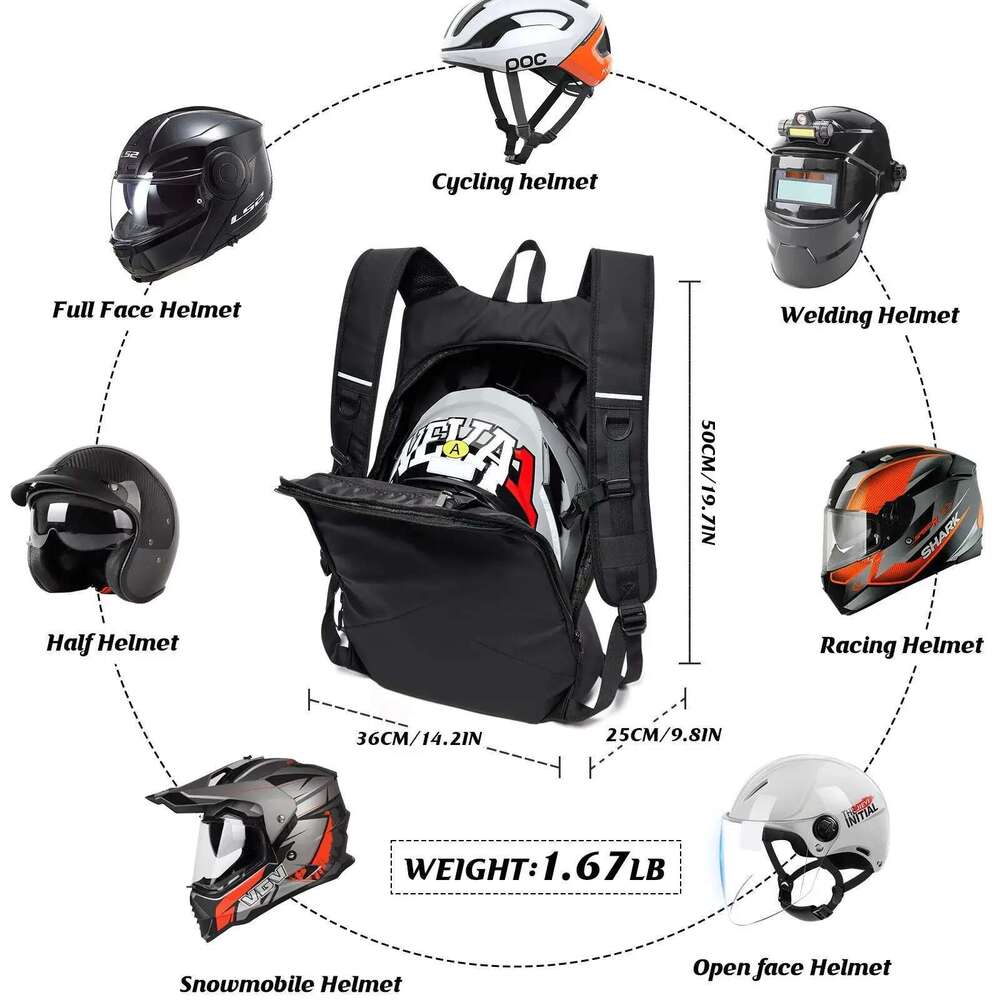 50L Motorcycle Large Multifunctional Backpack for Motorcyclists Waterproof Helmet Reflective Bicycle Travel Bag