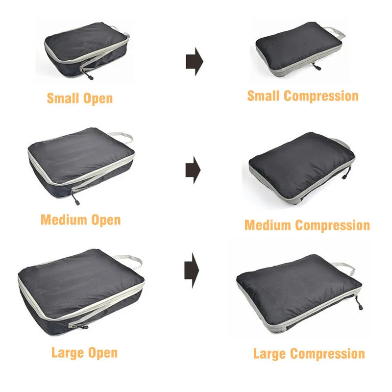 Set/3 pieces Compressible Packing Travel Storage Bag Cubes Waterproof Suitcase Nylon Portable With Handbag Luggage Organizer 250526