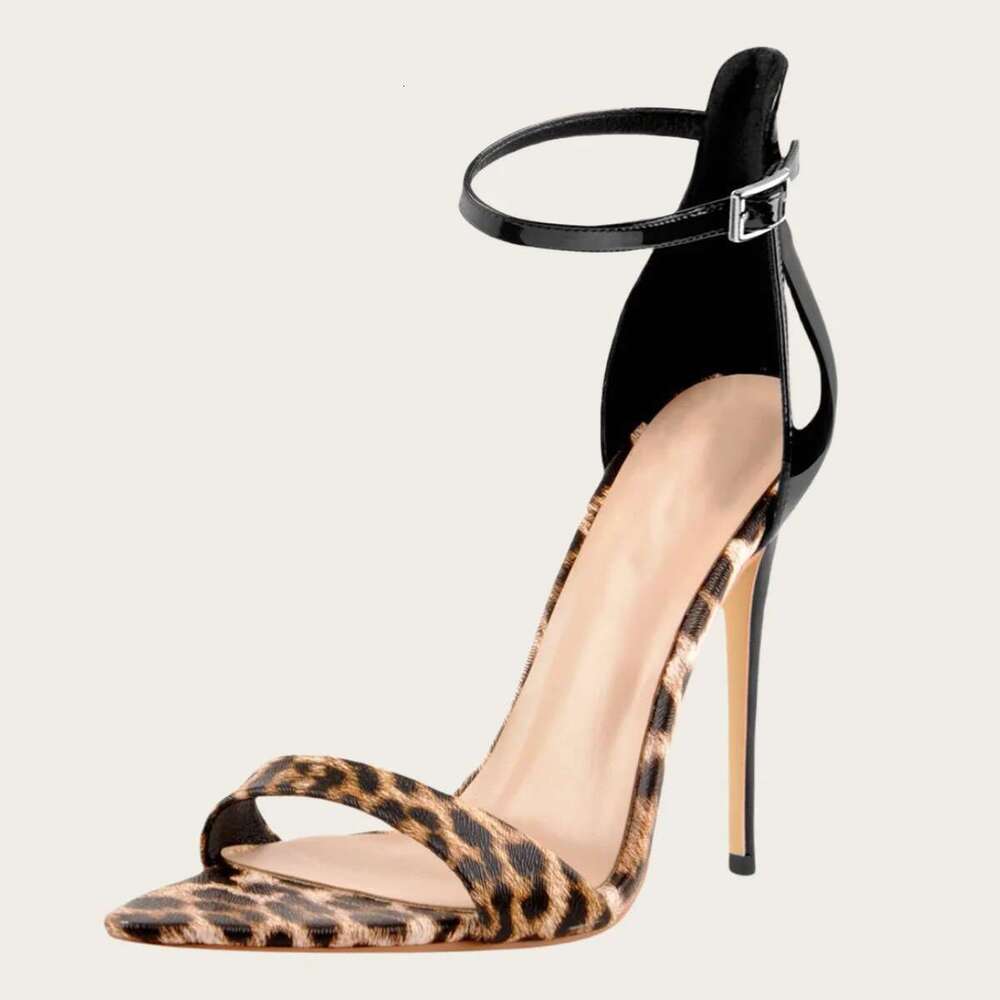 Fashionable Sexy Leopard Print High Color Blocked Open Toe Stiletto Heels For Dinner Party Dress Shoes Women