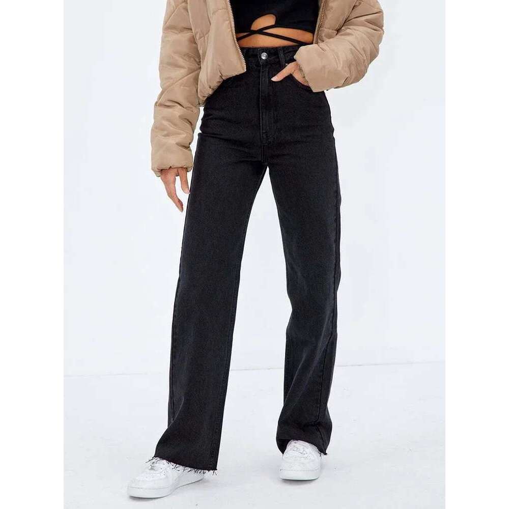 Women High Waist Wide Jeans Lady Baggy Oversized Denim Pants Streetwear Straight Leg Classic Casual Brown Long Trouser