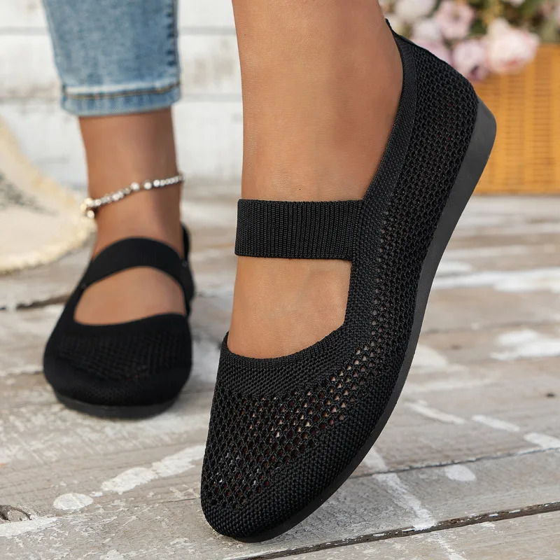 Womens flat shoes sliding up folding shoes suitable for womens square toes single shoes hollow fashionable mom womens casual shoes 250430