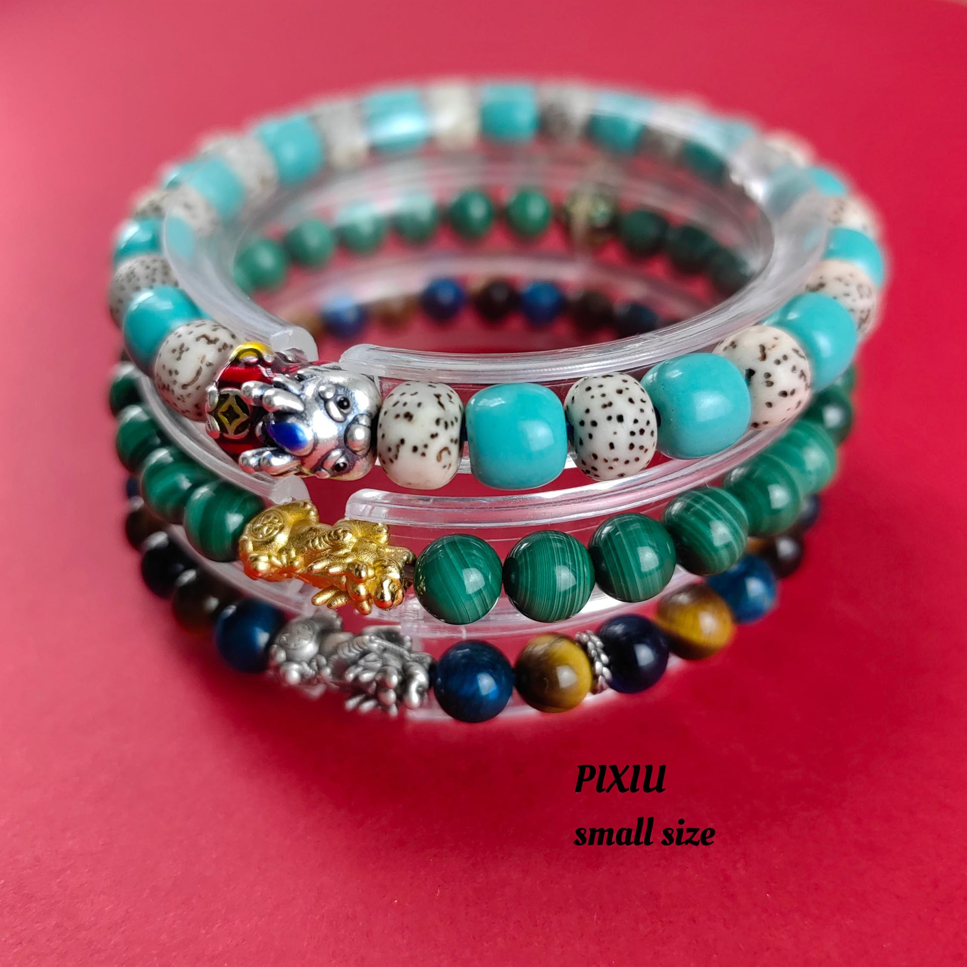 PI Xiu Good Luck Crystal Bracelet Amulet with Green Stone Details Handcrafted Jewelry Accessory