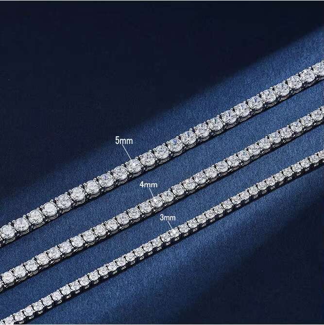 2mm-6mm Moissanite Tennis Chain Iced Out 925 Silver Moissanite Bracelet Spring Clasp Pass Diamond Tester VVS D Tennis Chain