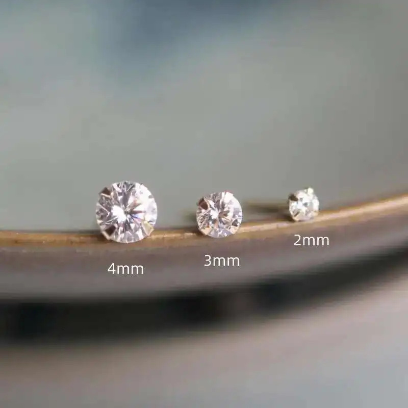 GOLDtutu 14K Gold Crystal Earring for Women Mini Dainty Simple Style Small Stud Earrings Jewelry Gift kj50 250420