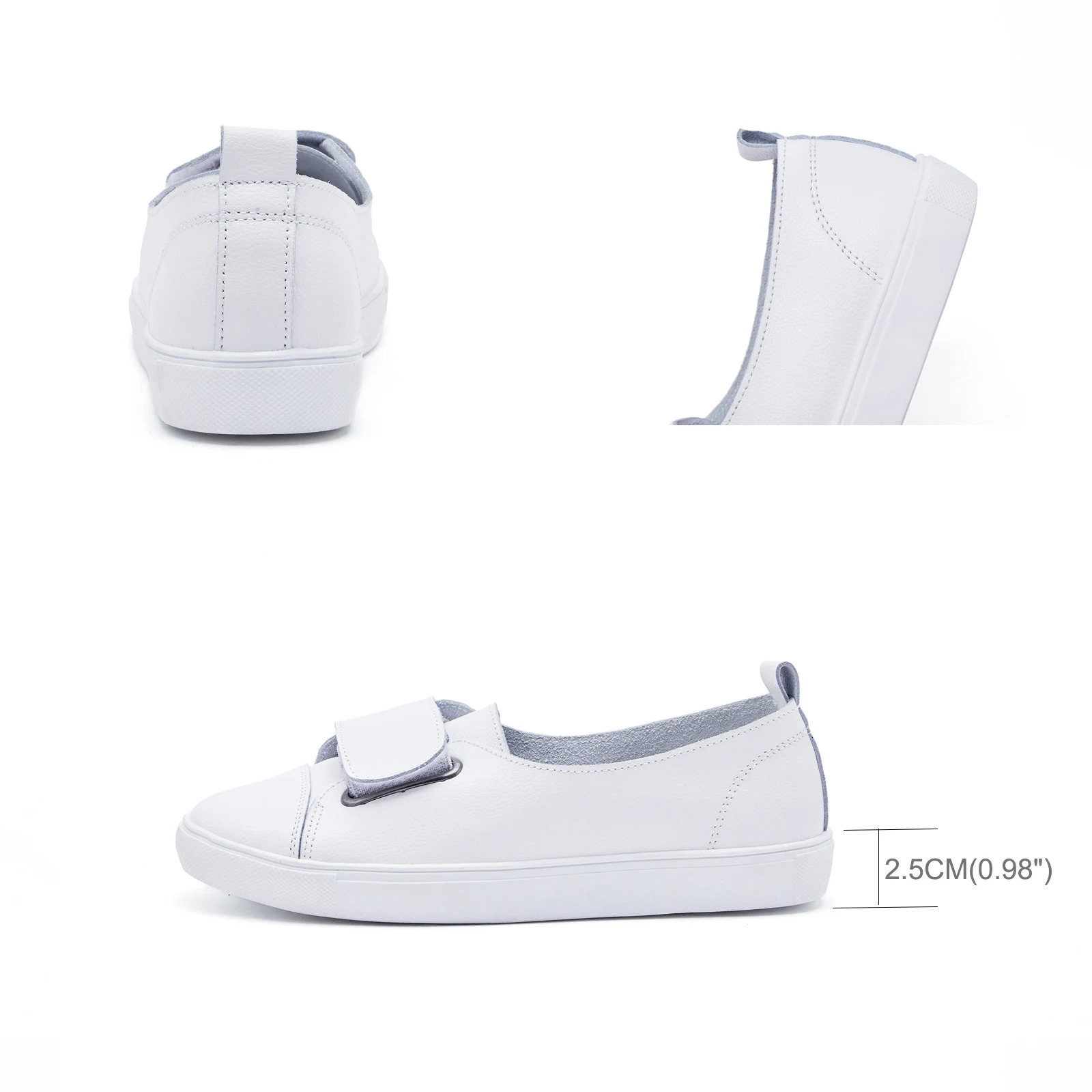 EOFK Summer Womens Flat Shoes for Women Sliding on White Genuine Leather Moccasins Casual Womens Shoes Zapatos De Mujer 250430