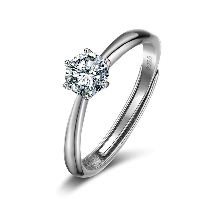 Drop Shipping Adjustable 925 Sterling Silver 5mm 0.5ct VVS Moissanite Diamond Wedding Ring