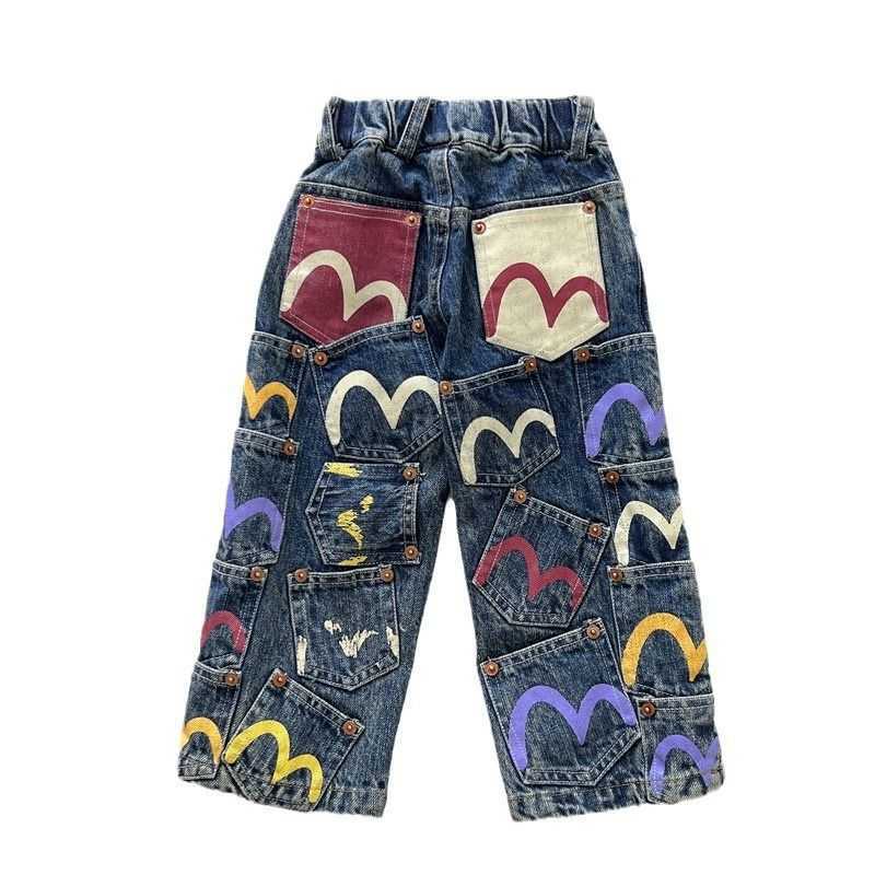 Childrens Clothing Vintage and Trendy Styles Niche Childrens Jeans Heavy-duty Version Parent-child Pants Y250430ELGB
