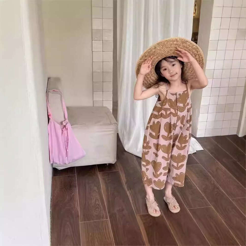 2025 Pants Lightweight Korean Girls' Casual Fashion Strap Children's Jumpsuit Wide Legs 7