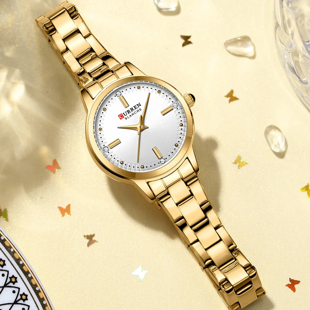 CURREN original quartz womens watch fashionable and elegant womens watch stainless steel waterproof womens watch 250425