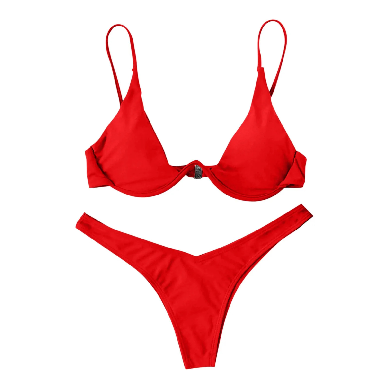 Personality Womens Sexy Split Style Solid Color Bikini Sswimsuit Bow Tie Swimsuit 2 Piece Set Soft And Comfortable Swimwear 250428