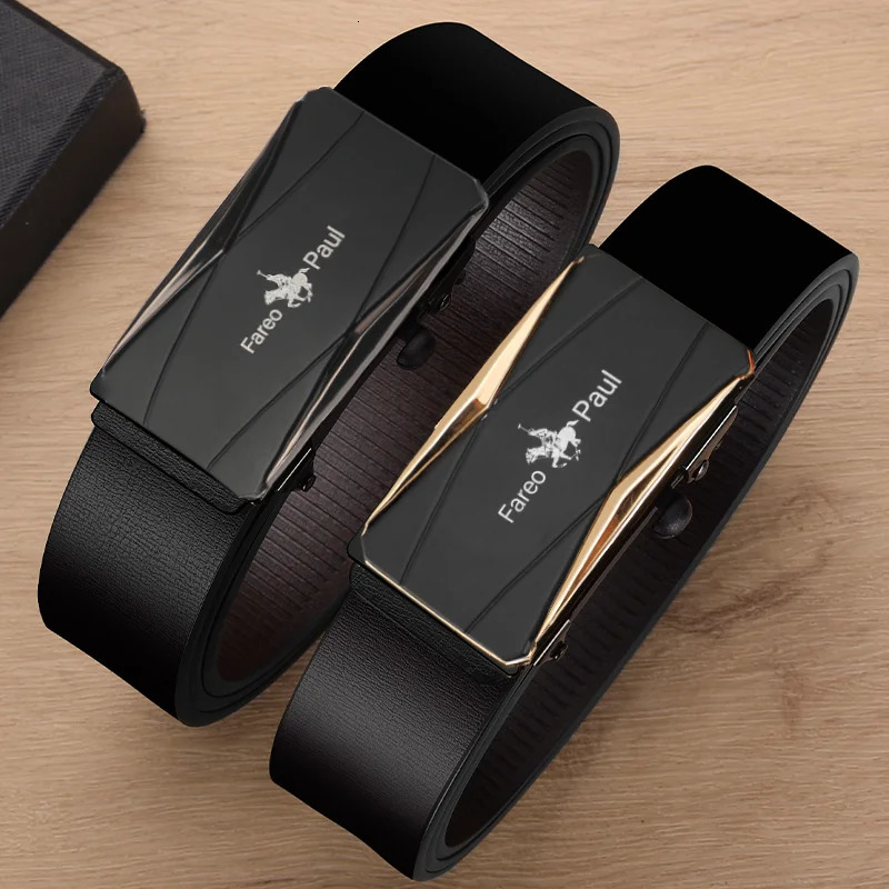 Fashionable mens High-Quality leather Belt with Automatic Buckle Suitable for Young and Middle-Aged Gentlemen 250430
