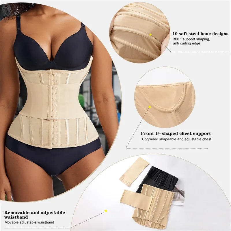 MiiOW waist trainer tight corset womens binding device shape abdominal wrap body weight loss belt flat abdomen exercise shaping 250430