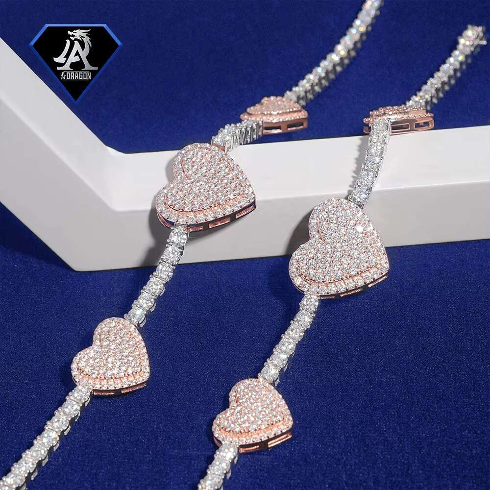Elegant Unisex 925 Silver Moissanite Heart Tennis Bracelet Timeless Style with Glimmering Stones
