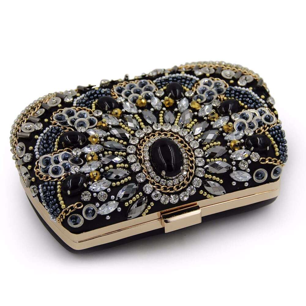 Dinner Bag Beaded And Diamond Dinner Women S Banquet Handheld Black Bag Handmade Embroidered KQ
