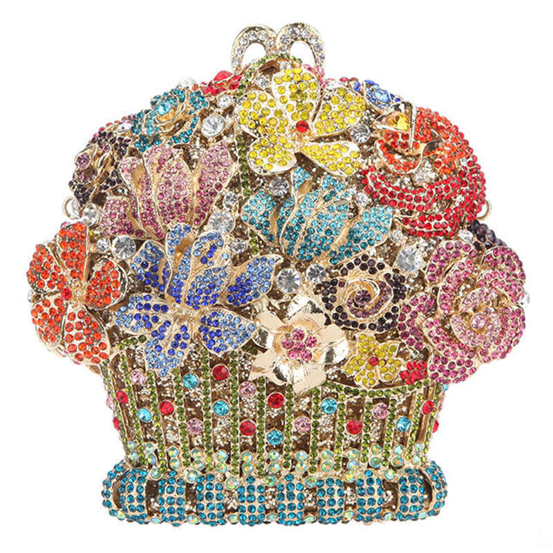 Dinner Bag BL Package Hollow Metal Crystal Banquet Diamond Set Handheld Package Flower Basket Package KQ