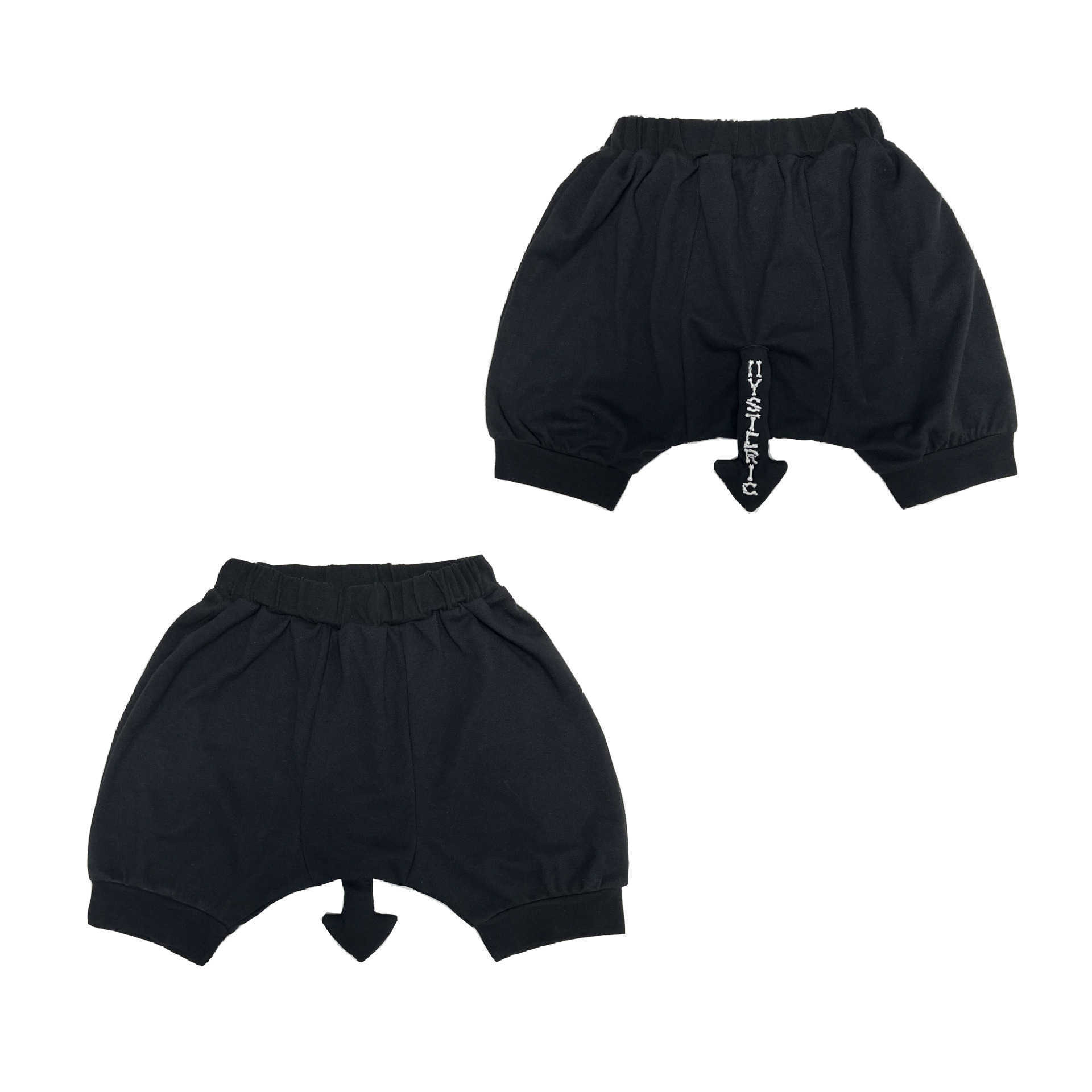 2025 Summer Black Super Trendy Brand Pacifier Devil Tail Embroidery Collapsed Pants Pacifier Childrens Shorts Y250430V39W