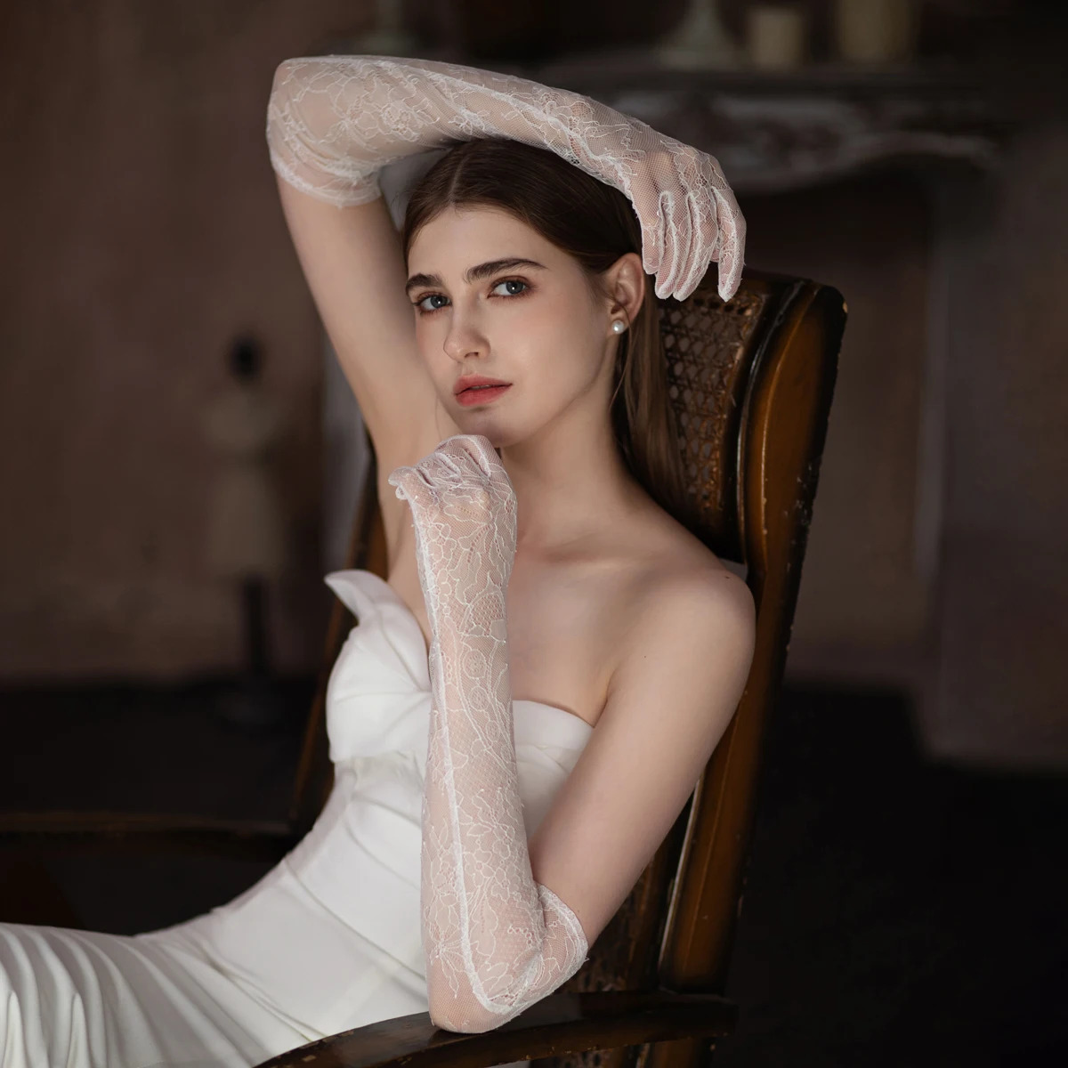 WG098 Elegant Wedding Bridal Gloves Lace Long White Bridal Maid Masturbation Performance Ball Gloves 250430