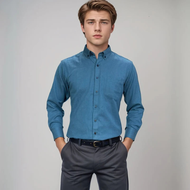 mens plain weave long sleeved pure cotton formal suit soft comfortable casual and fashionable flannel shirt clothing size 7XL 6XL 250427