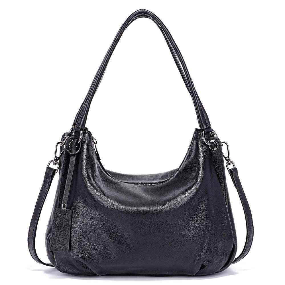 Zency Genuine Leather Hobo For Women Simple Classic Casual Handbag Commute Shoulder Tote Soft Crossbody Bag Big Pockets