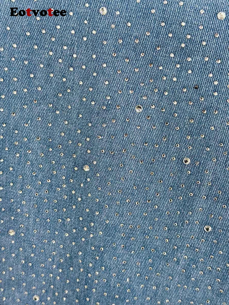 Retro Rhinestone loose jeans for women Y2K Korean fashion high waist wide leg pants casual straight 250428